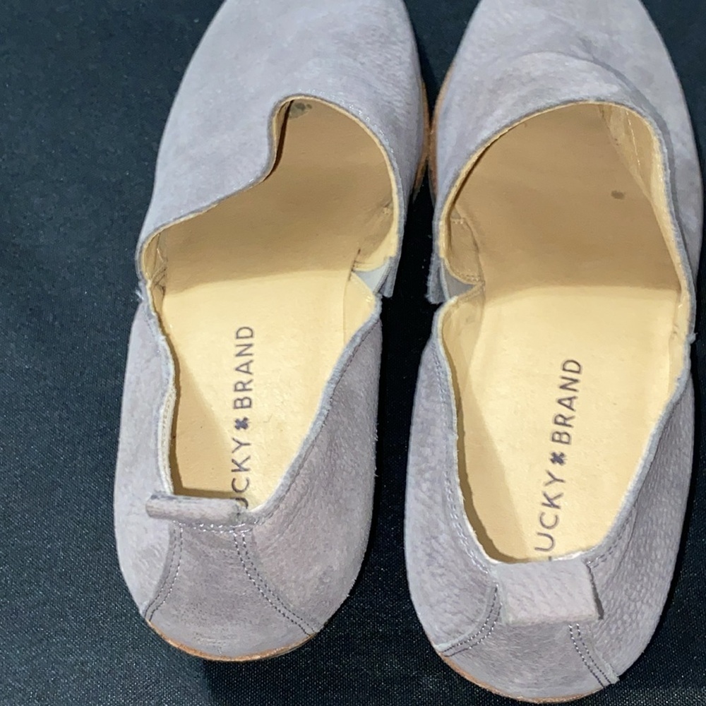 EUC Lucky Brand  MORIAH Gray PEBBLED LEATHER SLIPON LOAFER CLEAN SHOES WO SIZE 9 - Picture 7 of 13